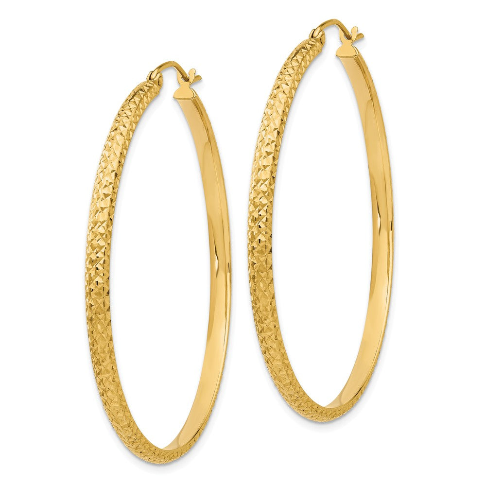 Alternate view of the 2.8mm, 14k Yellow Gold Diamond-cut Hoops, 46mm (1 3/4 Inch) by The Black Bow Jewelry Co.