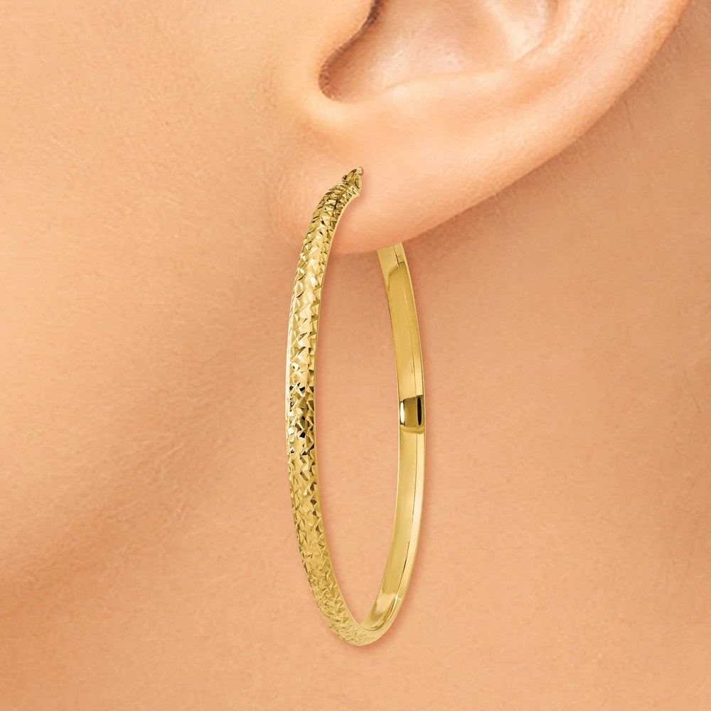 Alternate view of the 2.8mm, 14k Yellow Gold Diamond-cut Hoops, 46mm (1 3/4 Inch) by The Black Bow Jewelry Co.