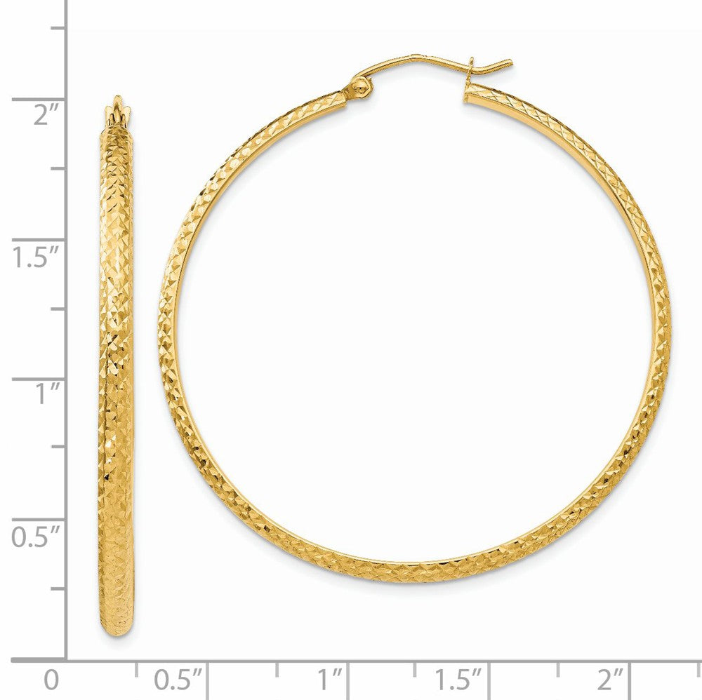 Alternate view of the 2.8mm, 14k Yellow Gold Diamond-cut Hoops, 46mm (1 3/4 Inch) by The Black Bow Jewelry Co.