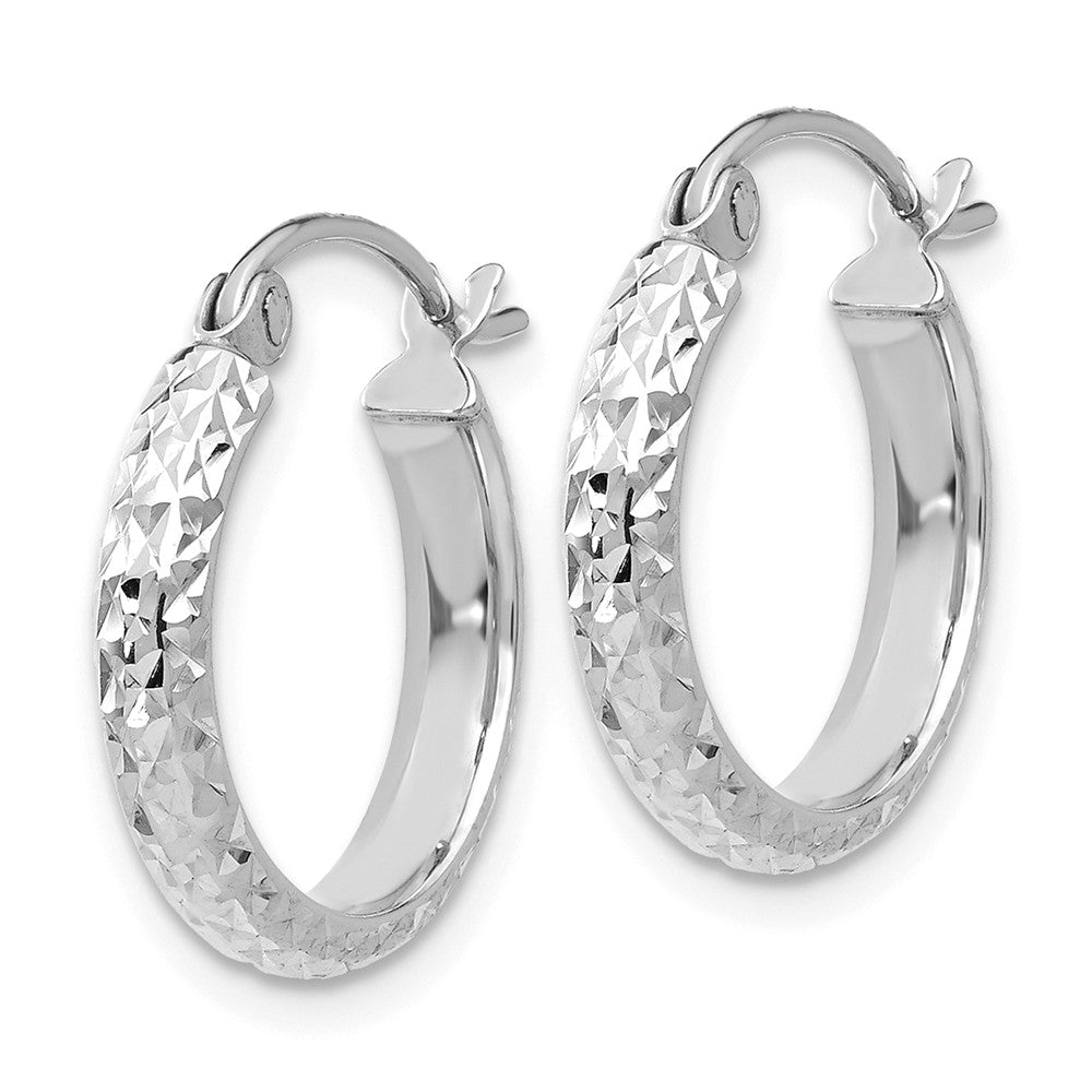 Alternate view of the 2.8mm, 14k White Gold Diamond-cut Hoops, 15mm (9/16 Inch) by The Black Bow Jewelry Co.