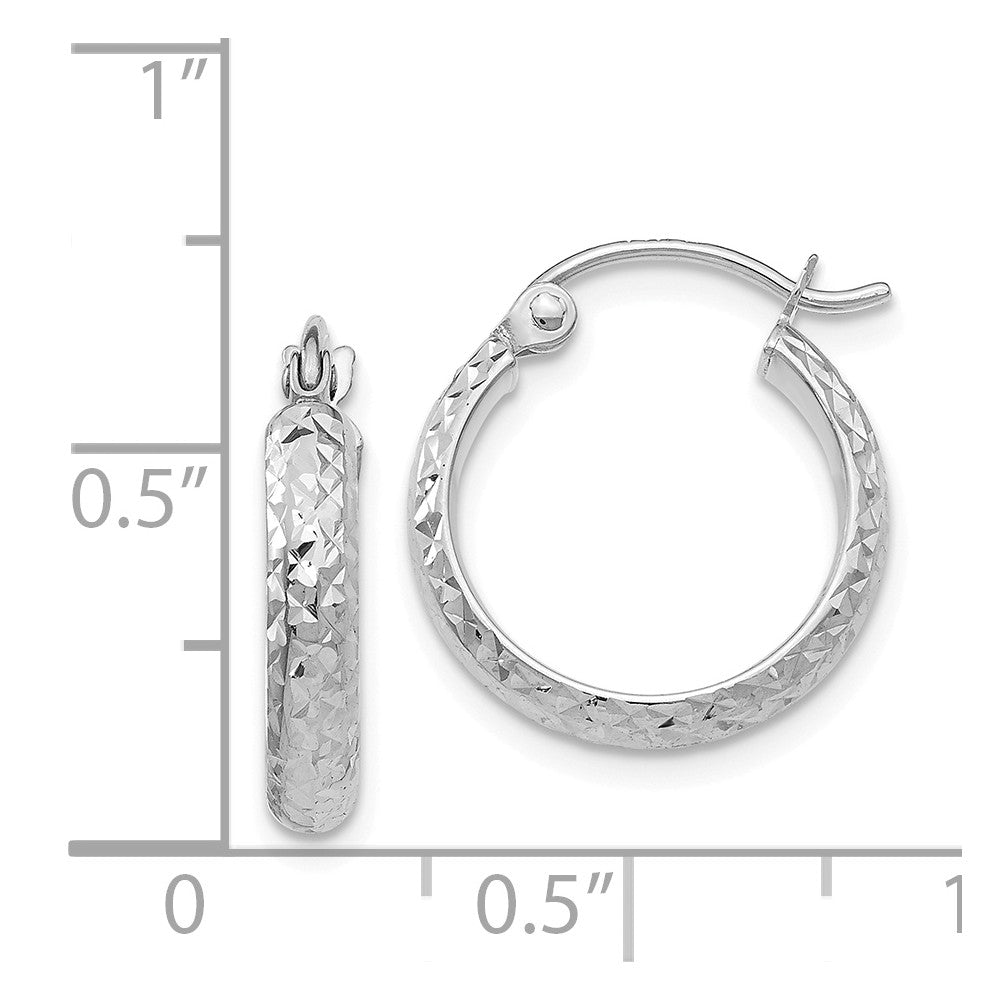 Alternate view of the 2.8mm, 14k White Gold Diamond-cut Hoops, 15mm (9/16 Inch) by The Black Bow Jewelry Co.