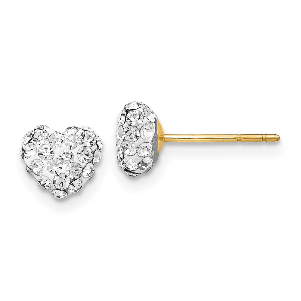 6mm Crystal Heart Earrings with a 14k Yellow Gold Post, Item E9444 by The Black Bow Jewelry Co.