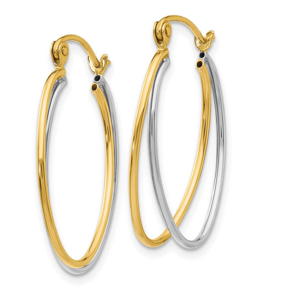 Alternate view of the Double Oval Hoop Earrings in 14k Two Tone Gold by The Black Bow Jewelry Co.