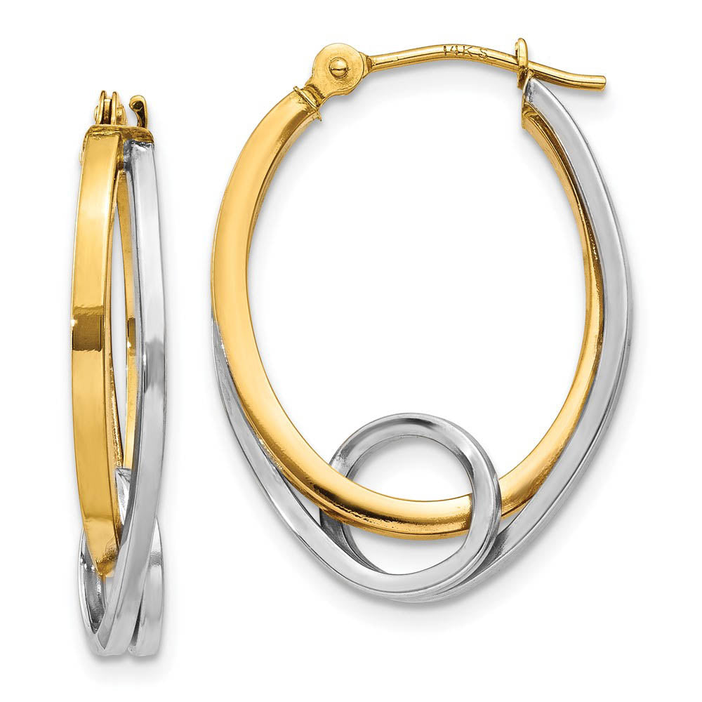 Double Oval Hoops with a Loop in 14k Two-tone Gold, Item E9471 by The Black Bow Jewelry Co.