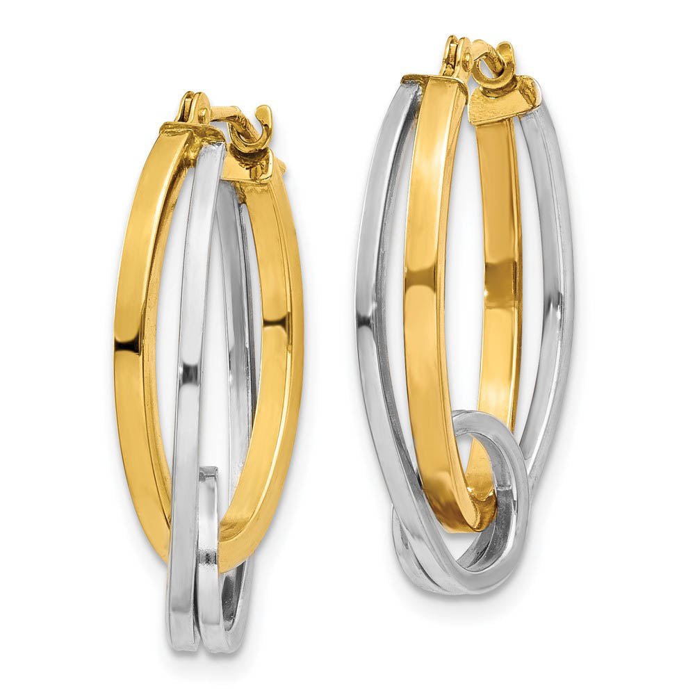 Alternate view of the Double Oval Hoops with a Loop in 14k Two-tone Gold by The Black Bow Jewelry Co.
