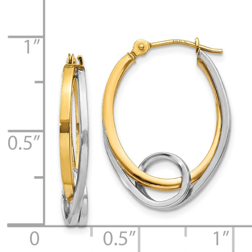Alternate view of the Double Oval Hoops with a Loop in 14k Two-tone Gold by The Black Bow Jewelry Co.