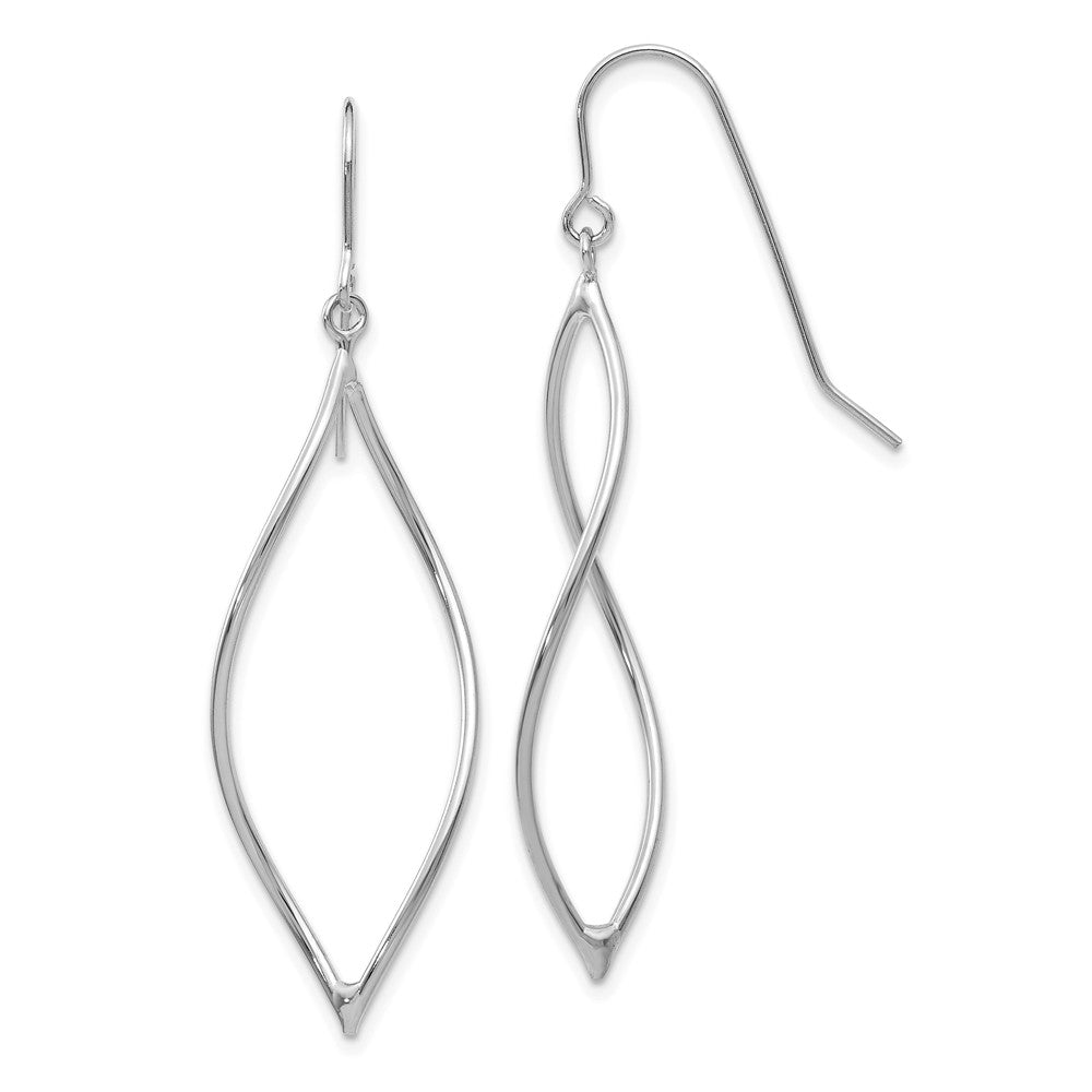 14k White Gold Twisted Oblong Dangle Earrings, Item E9633 by The Black Bow Jewelry Co.