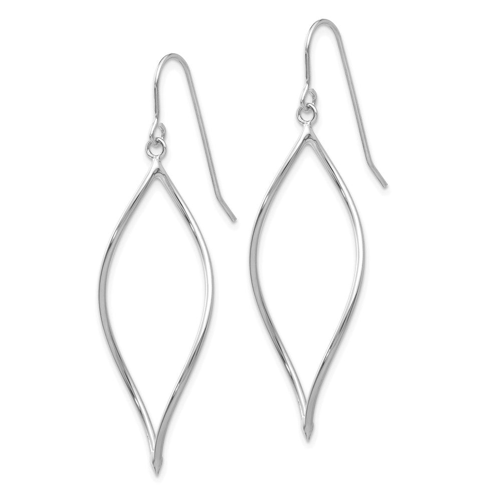 Alternate view of the 14k White Gold Twisted Oblong Dangle Earrings by The Black Bow Jewelry Co.