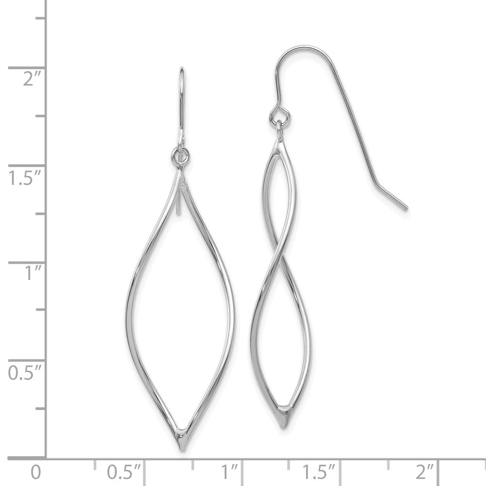 Alternate view of the 14k White Gold Twisted Oblong Dangle Earrings by The Black Bow Jewelry Co.
