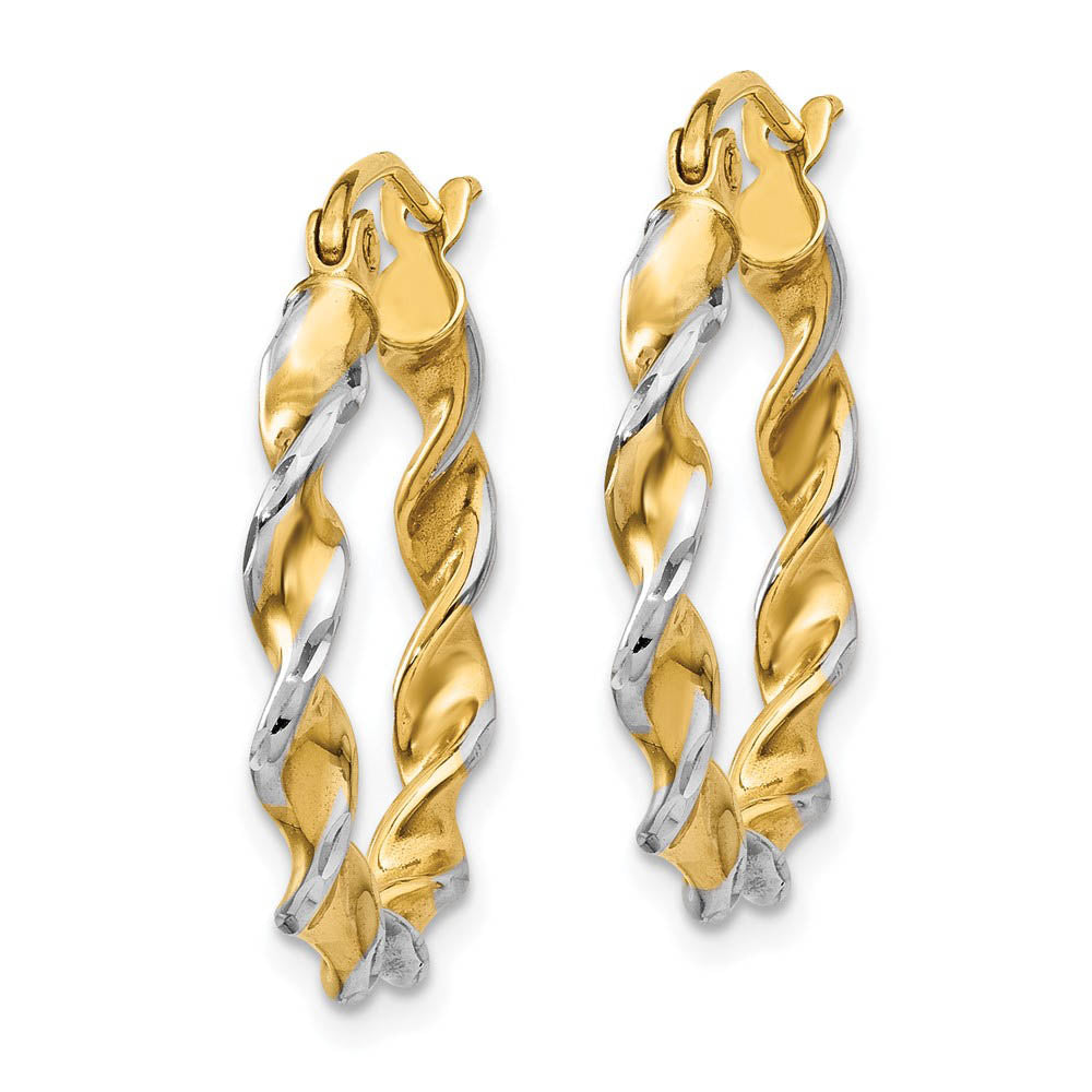 Alternate view of the 2.75mm, Two-tone Twisted Hoops in 14k Yellow Gold and Rhodium, 20mm by The Black Bow Jewelry Co.