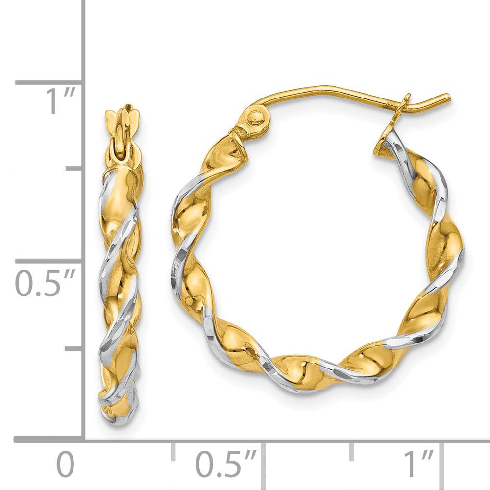 Alternate view of the 2.75mm, Two-tone Twisted Hoops in 14k Yellow Gold and Rhodium, 20mm by The Black Bow Jewelry Co.