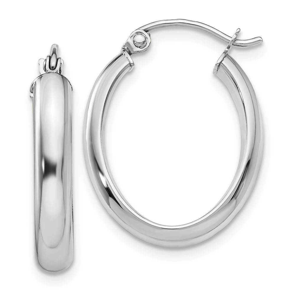 3.75mm, 14k White Gold Classic Oval Hoop Earrings, 17mm (5/8 Inch), Item E9714 by The Black Bow Jewelry Co.