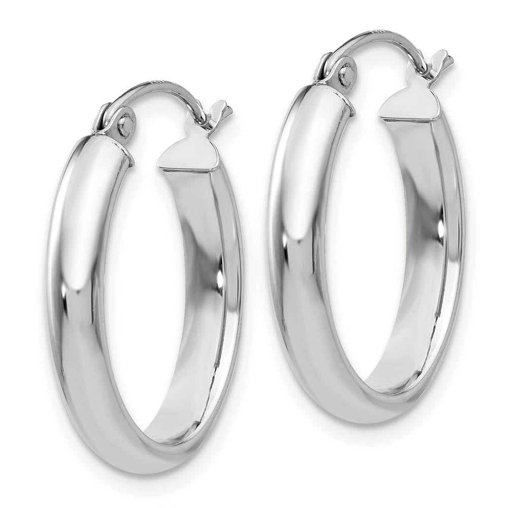 Alternate view of the 3.75mm, 14k White Gold Classic Oval Hoop Earrings, 17mm (5/8 Inch) by The Black Bow Jewelry Co.