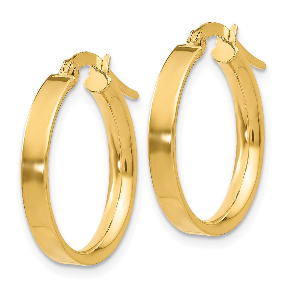 Alternate view of the 3mm, 14k Yellow Gold Polished Round Hoop Earrings, 18mm (11/16 Inch) by The Black Bow Jewelry Co.