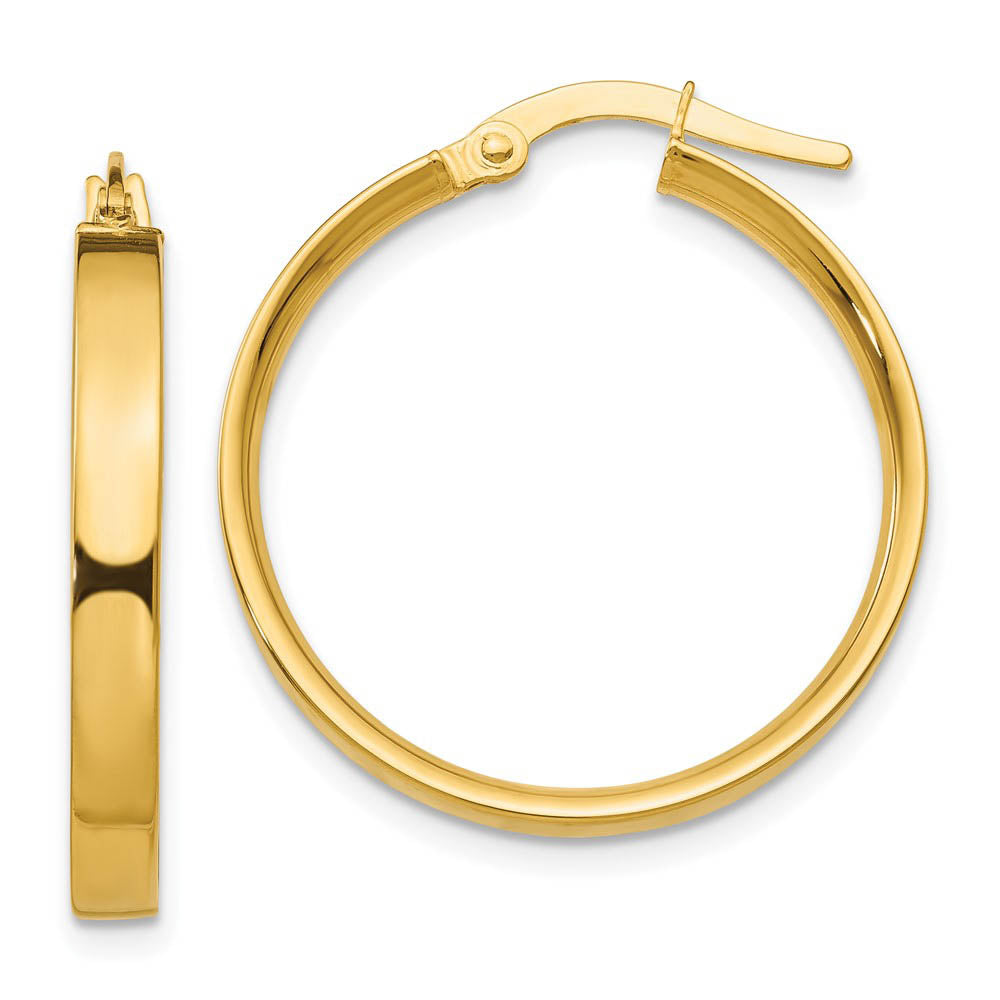 3mm, 14k Yellow Gold Polished Round Hoop Earrings, 22mm (7/8 Inch), Item E9718 by The Black Bow Jewelry Co.