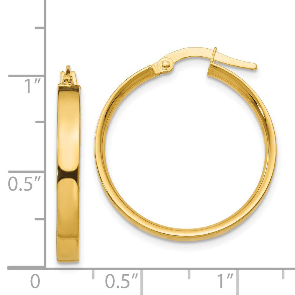 Alternate view of the 3mm, 14k Yellow Gold Polished Round Hoop Earrings, 22mm (7/8 Inch) by The Black Bow Jewelry Co.