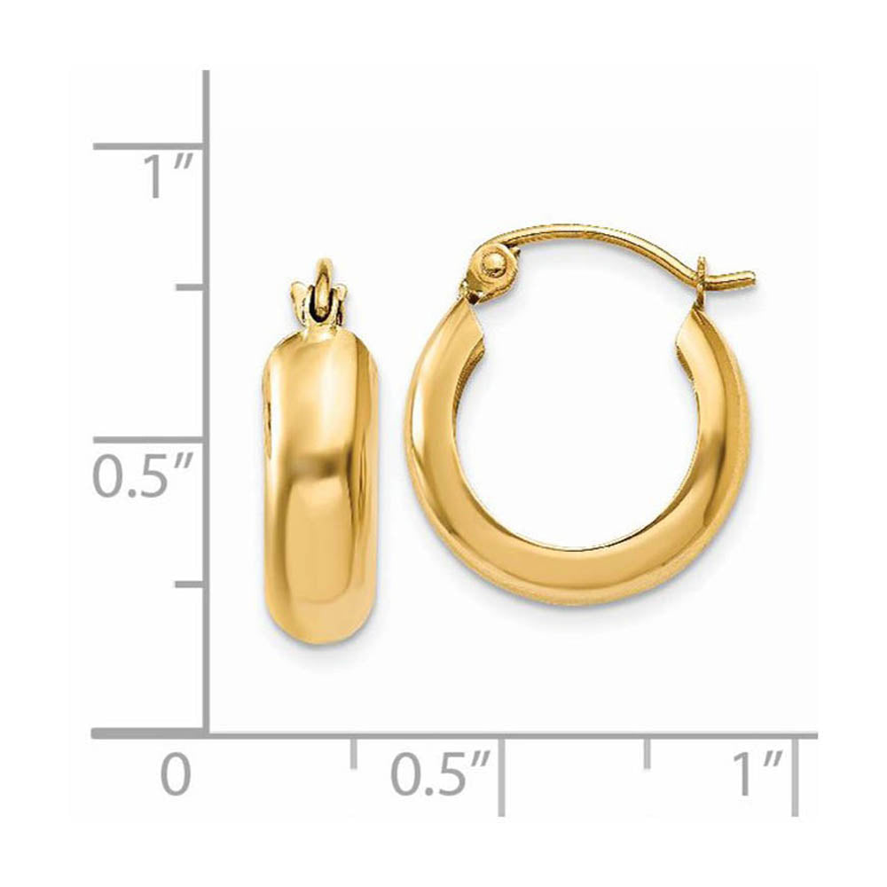 Alternate view of the 4.75mm, 14k Yellow Gold Half Round Hoop Earrings, 12mm (7/16 Inch) by The Black Bow Jewelry Co.