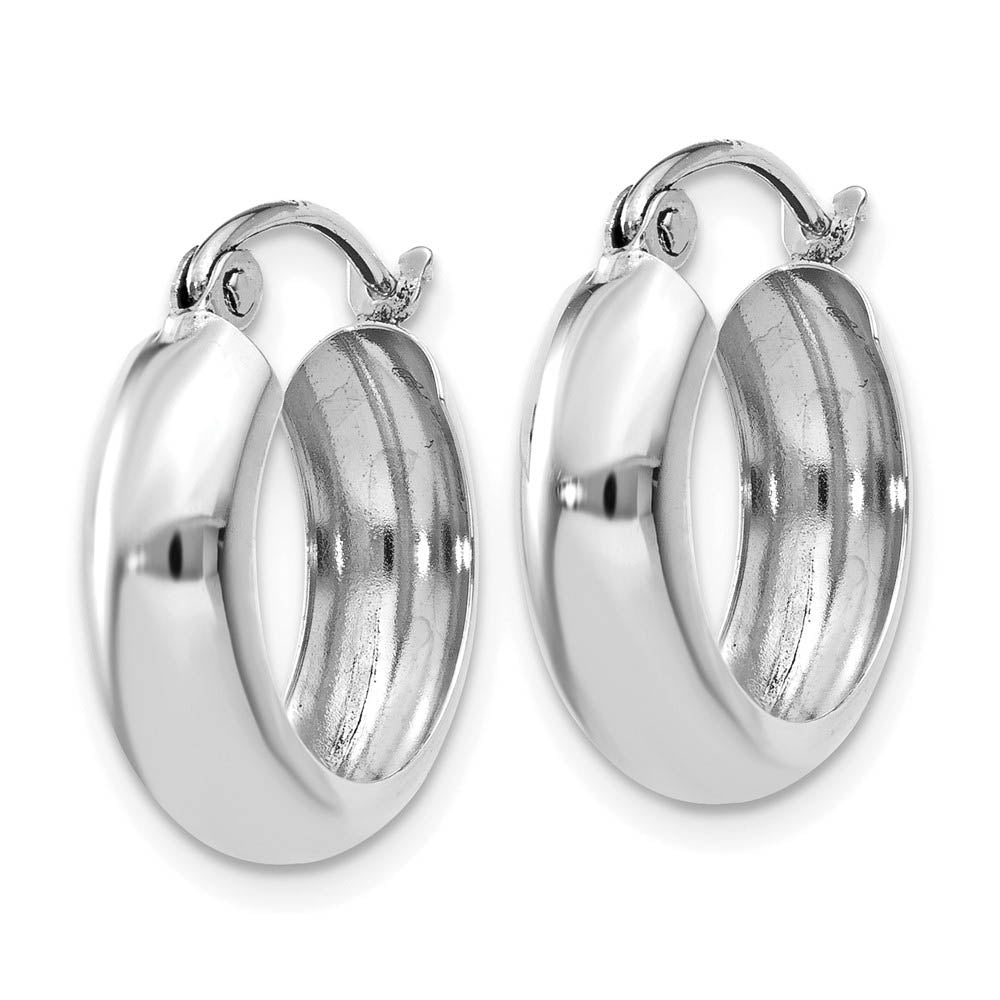 Alternate view of the 4.75mm, 14k White Gold Half Round Hoop Earrings, 12mm (7/16 Inch) by The Black Bow Jewelry Co.
