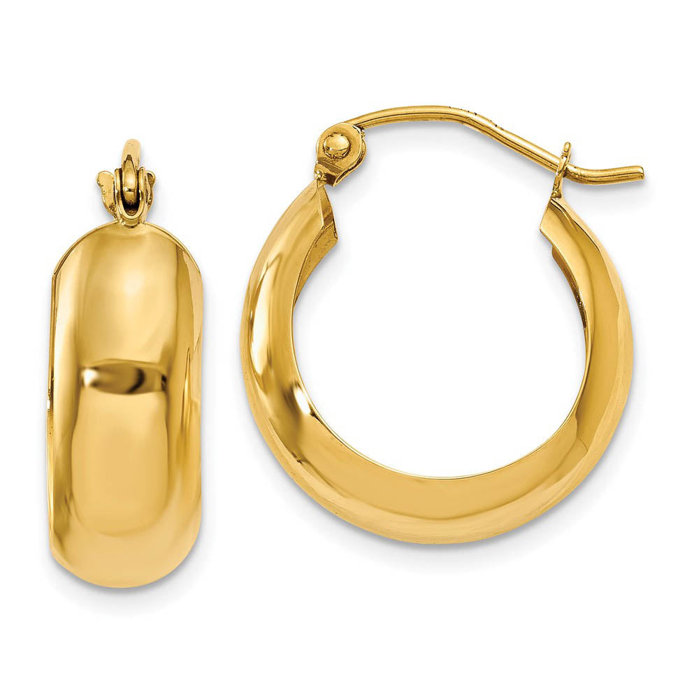 7mm, 14k Yellow Gold Half Round Hoop Earrings, 18mm (11/16 Inch), Item E9723 by The Black Bow Jewelry Co.