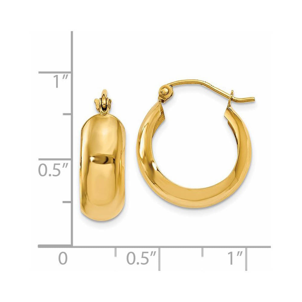 Alternate view of the 7mm, 14k Yellow Gold Half Round Hoop Earrings, 18mm (11/16 Inch) by The Black Bow Jewelry Co.