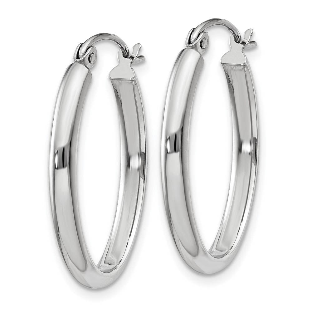 Alternate view of the 2.75mm, 14k White Gold Classic Oval Hoop Earrings, 22mm (7/8 Inch) by The Black Bow Jewelry Co.