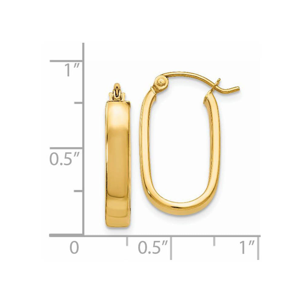 Alternate view of the 3.5mm, 14k Yellow Gold U-Shaped Hoop Earrings, 19mm (3/4 Inch) by The Black Bow Jewelry Co.
