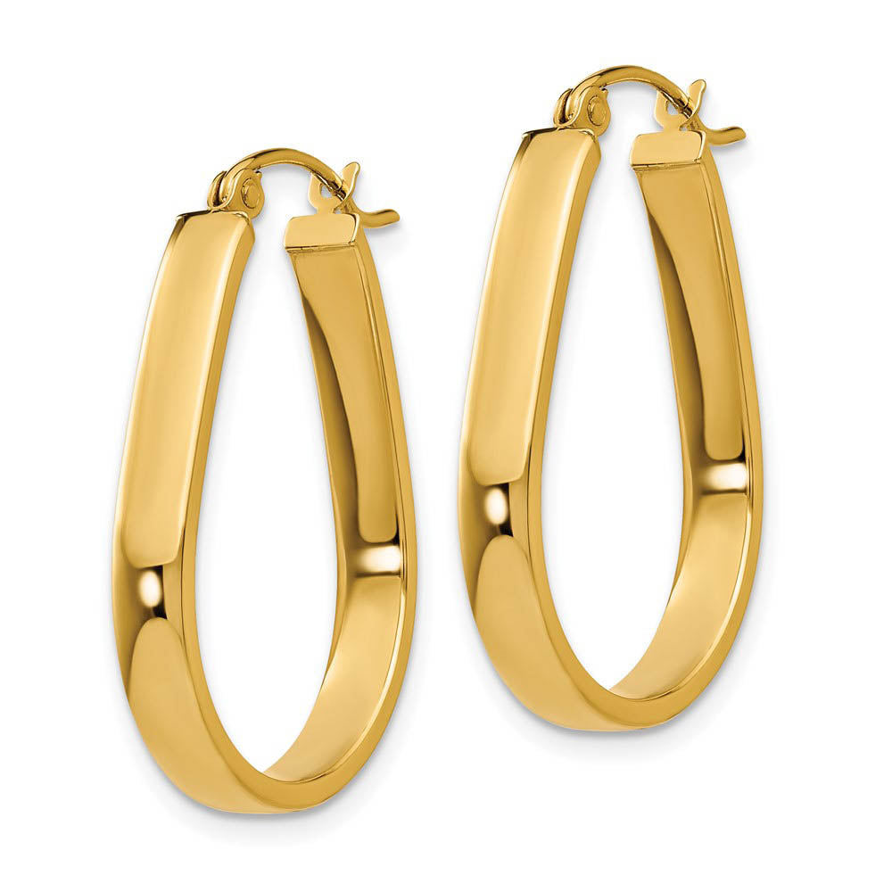Alternate view of the 3.5mm, 14k Yellow Gold U-Shaped Hoop Earrings, 22mm (7/8 Inch) by The Black Bow Jewelry Co.