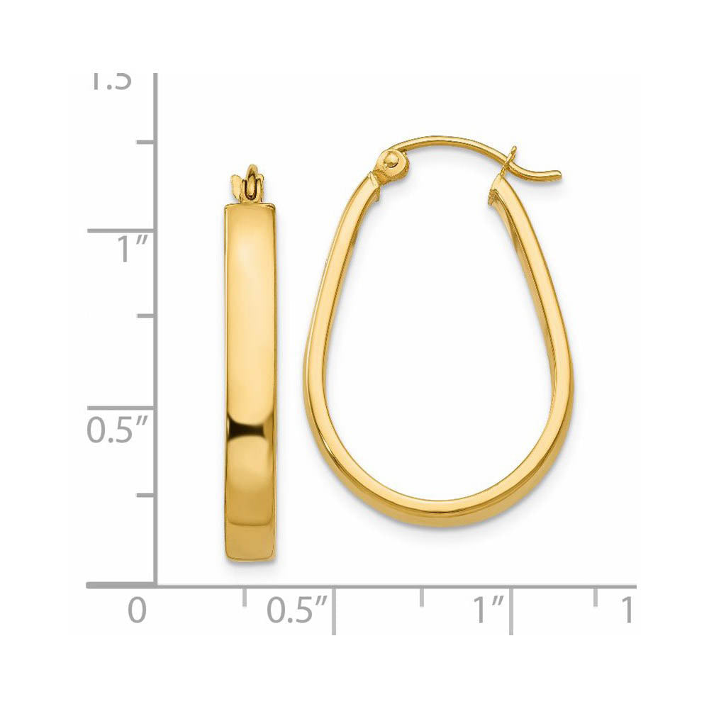 Alternate view of the 3.5mm, 14k Yellow Gold U-Shaped Hoop Earrings, 22mm (7/8 Inch) by The Black Bow Jewelry Co.