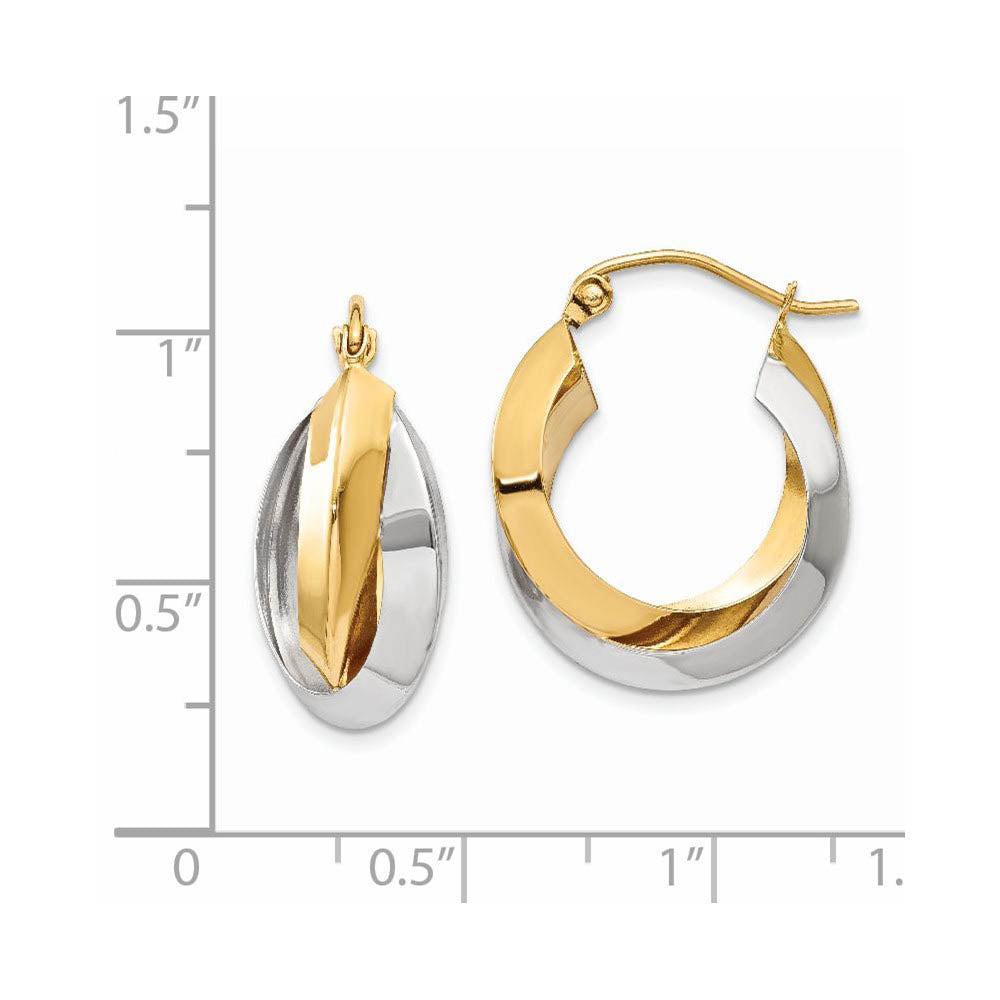 Alternate view of the Knife-edged Double Hoops in 14k Two-tone Gold, 20mm (3/4 Inch) by The Black Bow Jewelry Co.
