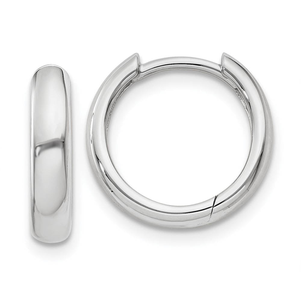Hinged Huggie Round Hoop Earrings in 14k White Gold, 12mm (7/16 Inch), Item E9758 by The Black Bow Jewelry Co.