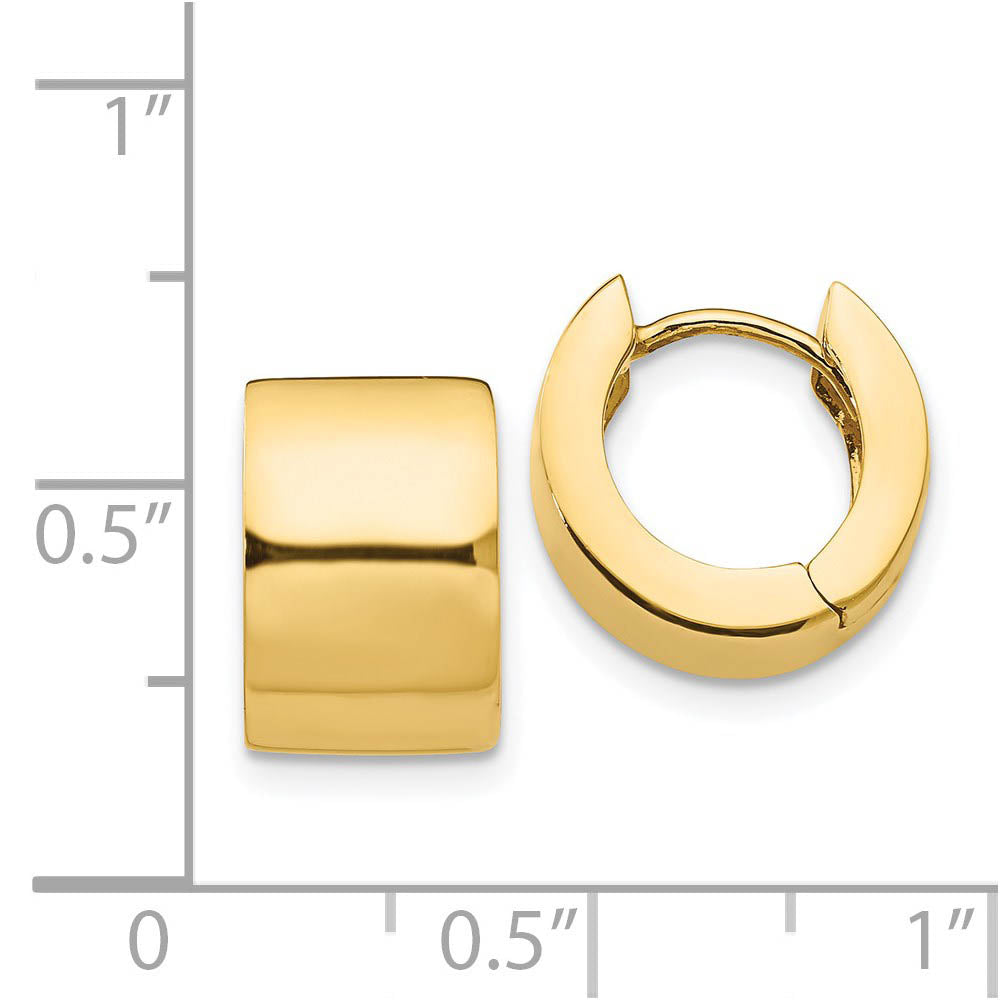 Alternate view of the Hinged Huggie Round Hoop Earrings in 14k Yellow Gold, 13mm (1/2 Inch) by The Black Bow Jewelry Co.