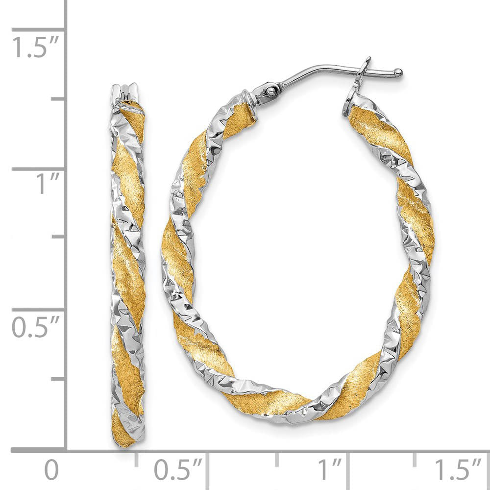 Alternate view of the 3mm, Polished and Satin Twisted Hoops in 14k Yellow Gold, 30mm by The Black Bow Jewelry Co.