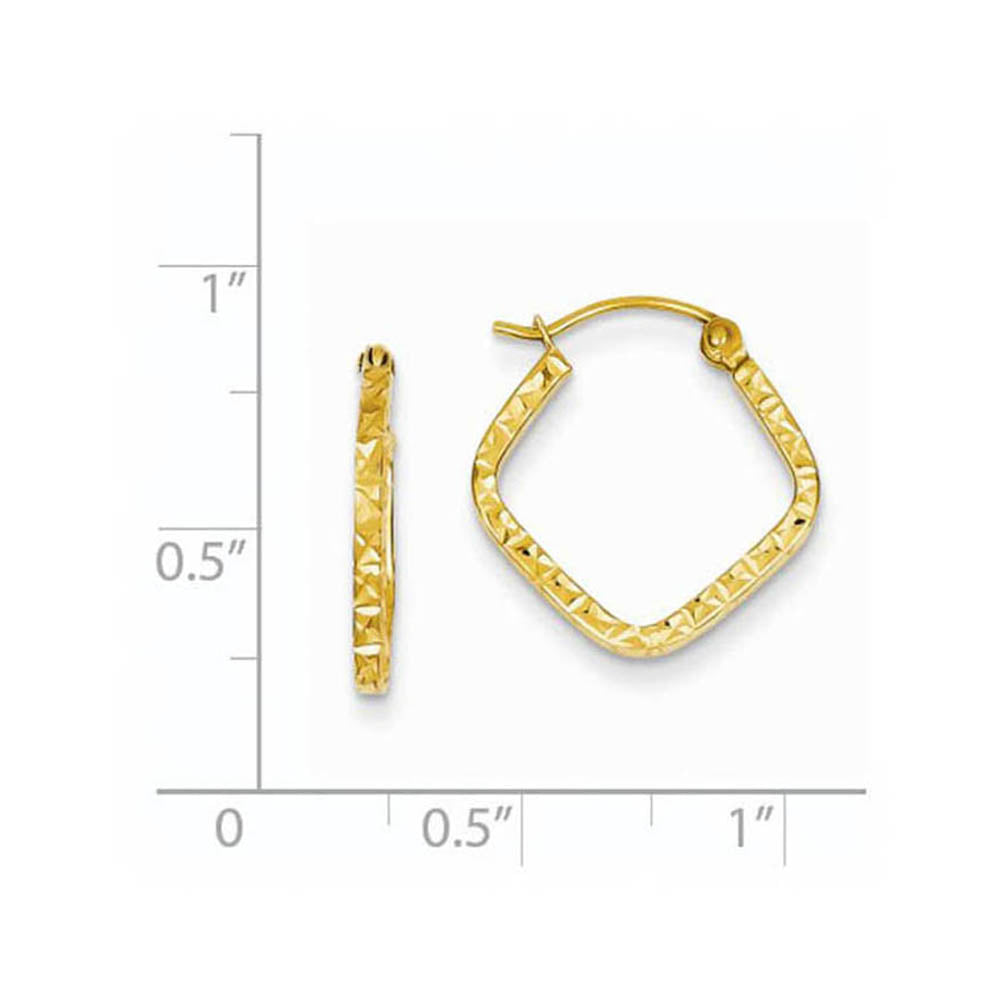 Alternate view of the Squared Diamond Cut Hoops in 14k Yellow Gold, 16mm (5/8 Inch) by The Black Bow Jewelry Co.
