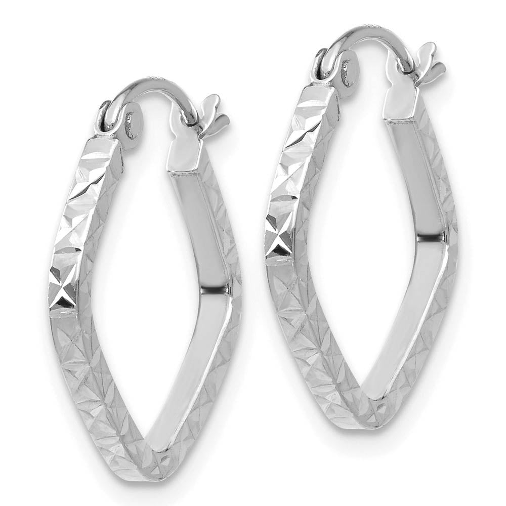 Alternate view of the Squared Diamond Cut Hoops in 14k White Gold, 16mm (5/8 Inch) by The Black Bow Jewelry Co.