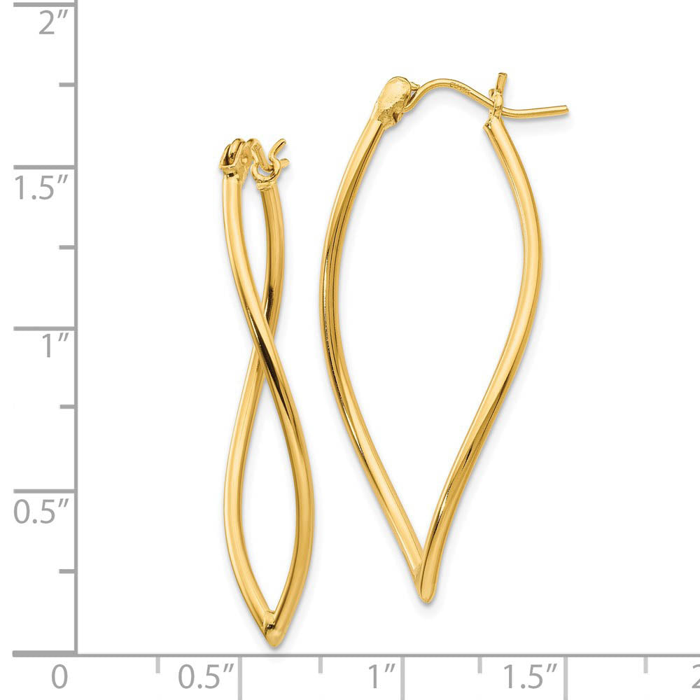 Alternate view of the Fancy Hoop Earrings in 14k Yellow Gold, 35mm (1 3/8 Inch) by The Black Bow Jewelry Co.