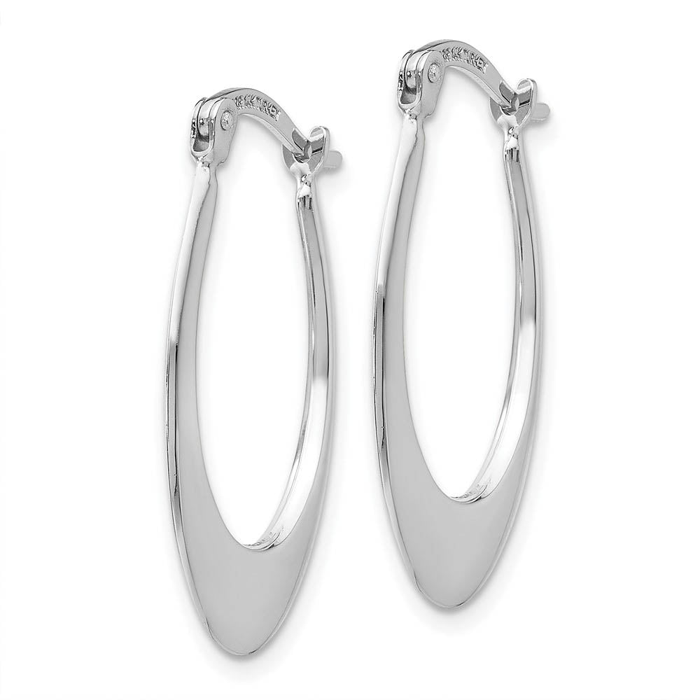 Alternate view of the Tapered Oval Hoop Earrings in 14k White Gold, 25mm (1 Inch) by The Black Bow Jewelry Co.