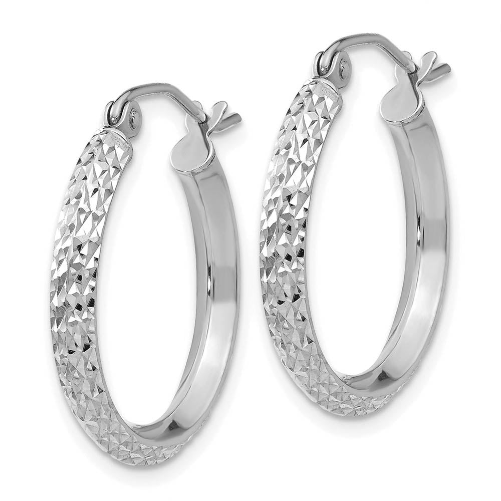 Alternate view of the 2.5mm, 14k White Gold Knife Edge Diamond Cut Hoops, 20mm (3/4 Inch) by The Black Bow Jewelry Co.