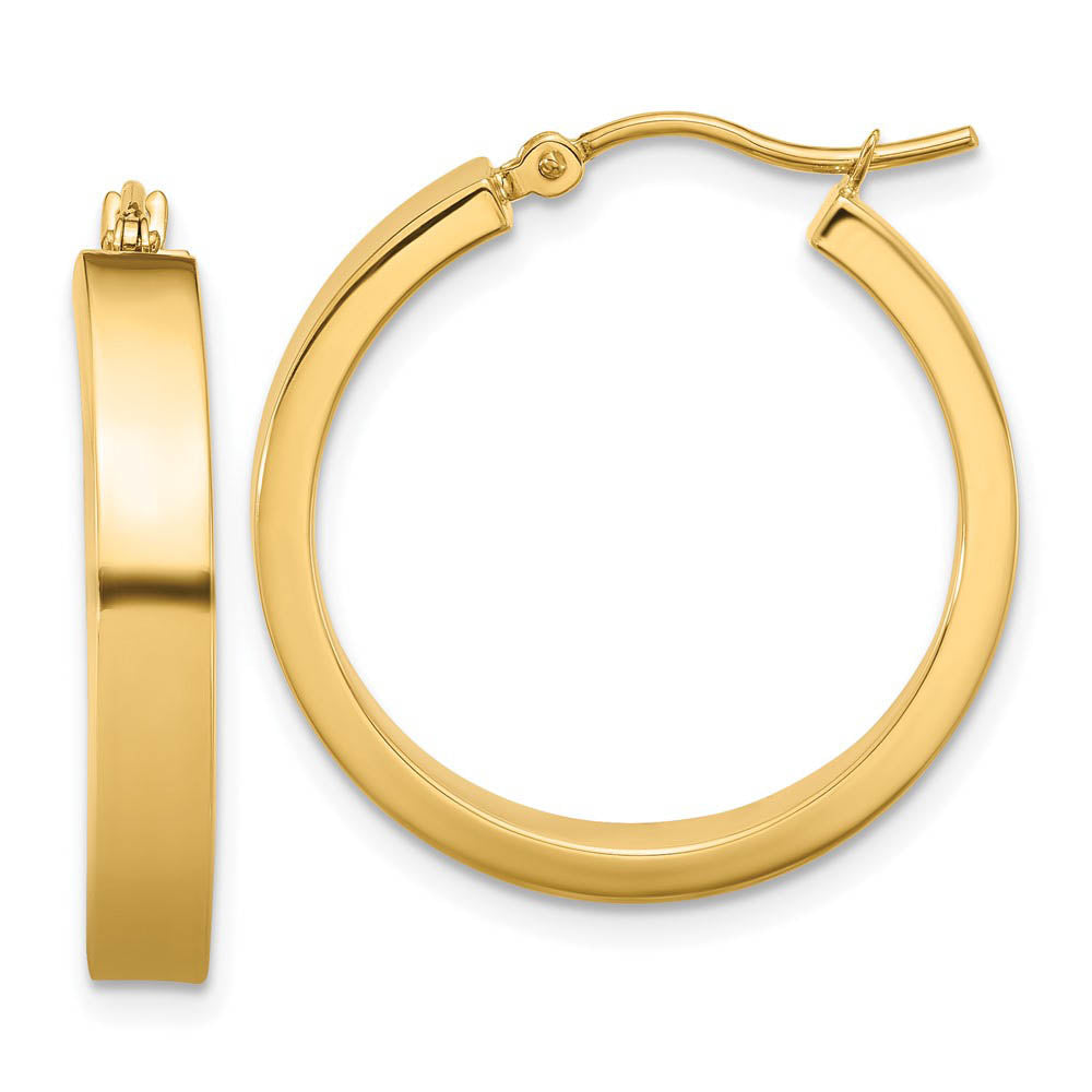 4mm, 14k Yellow Gold Polished Round Hoop Earrings, 22mm (7/8 Inch), Item E9891 by The Black Bow Jewelry Co.