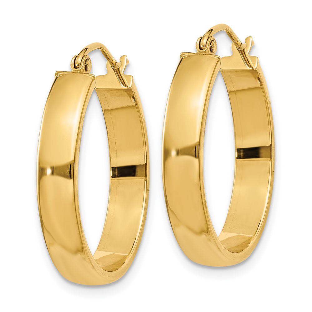Alternate view of the 4mm, 14k Yellow Gold Polished Round Hoop Earrings, 22mm (7/8 Inch) by The Black Bow Jewelry Co.