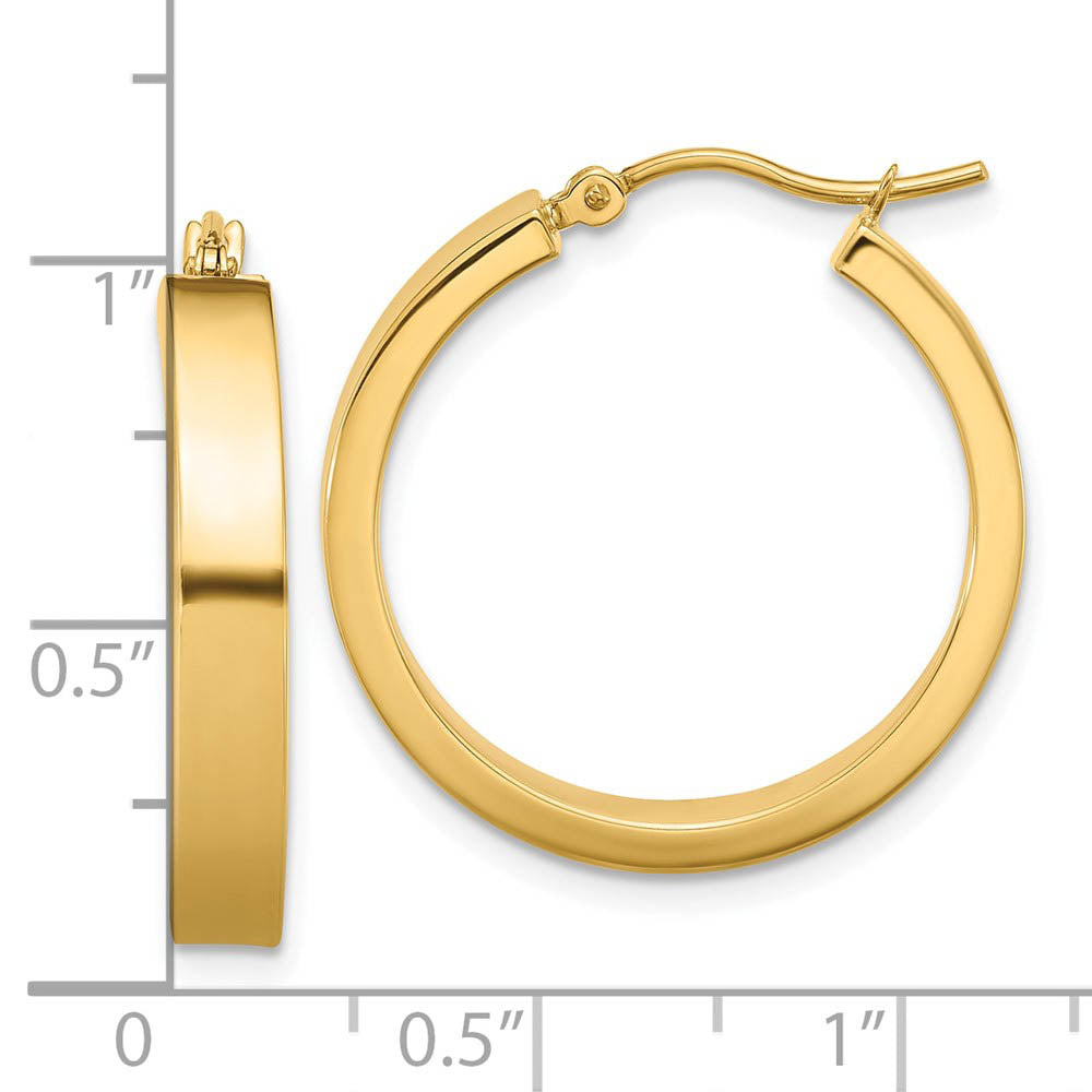 Alternate view of the 4mm, 14k Yellow Gold Polished Round Hoop Earrings, 22mm (7/8 Inch) by The Black Bow Jewelry Co.