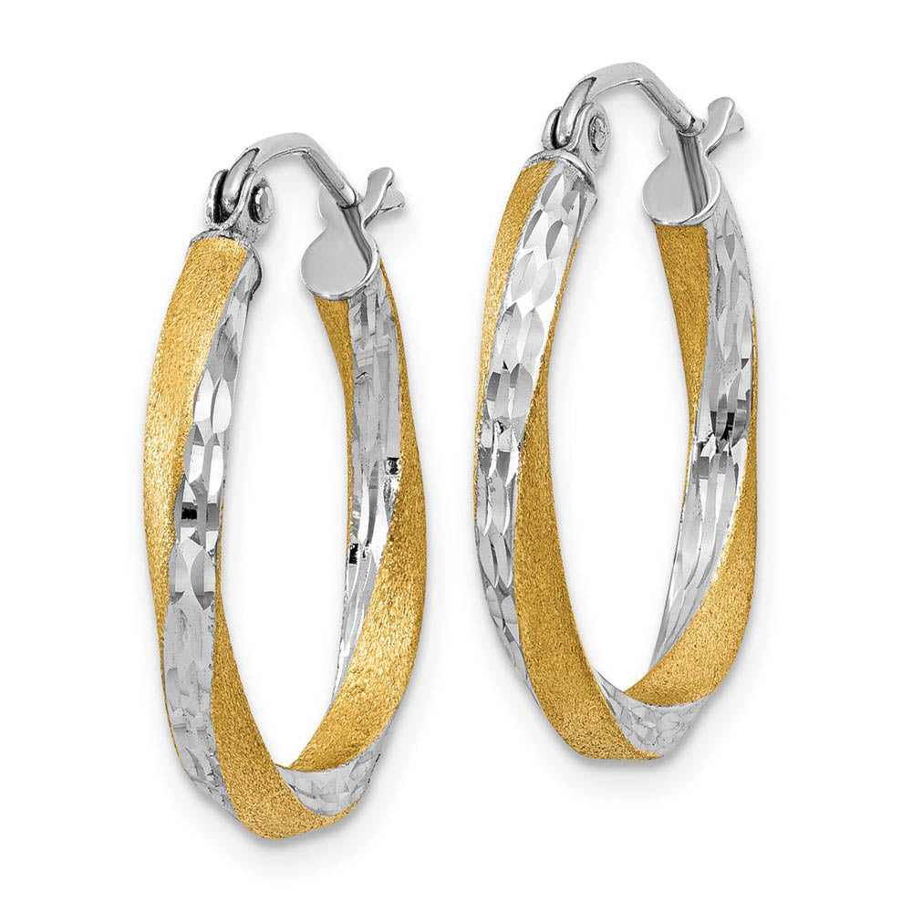 Alternate view of the 2.5mm, Twisted Round Hoop Earrings in 14k Gold and Rhodium, 20mm by The Black Bow Jewelry Co.