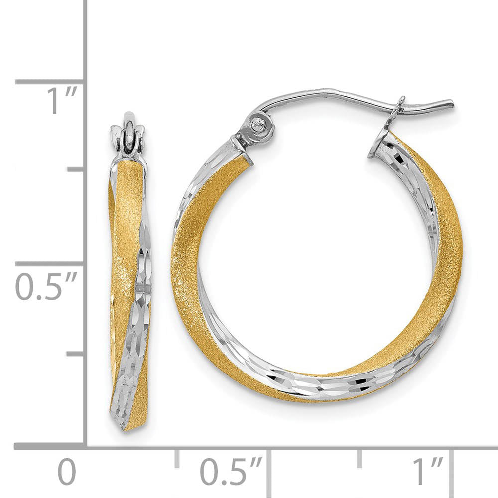 Alternate view of the 2.5mm, Twisted Round Hoop Earrings in 14k Gold and Rhodium, 20mm by The Black Bow Jewelry Co.