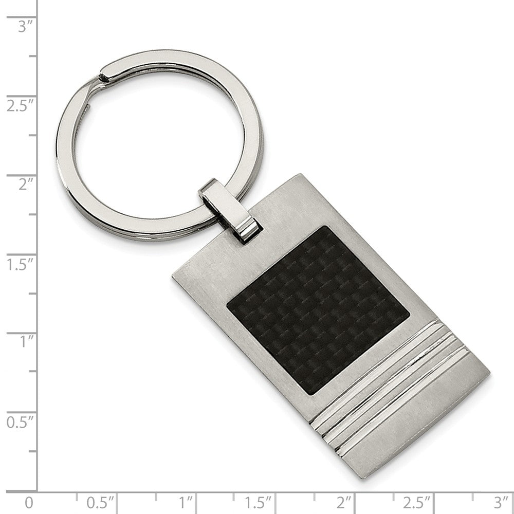 Alternate view of the Men's Stainless Steel and Black Carbon Fiber Key Chain by The Black Bow Jewelry Co.