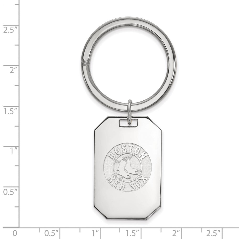 Alternate view of the Sterling Silver Rhodium Plated MLB Boston Red Sox Key Chain by The Black Bow Jewelry Co.