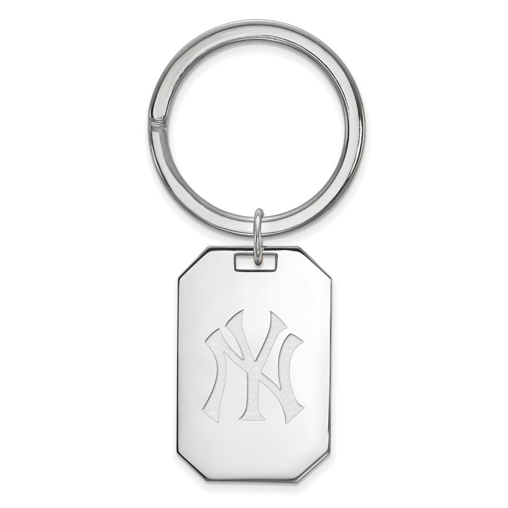 Sterling Silver Rhodium Plated MLB New York Yankees Key Chain, Item K8028 by The Black Bow Jewelry Co.
