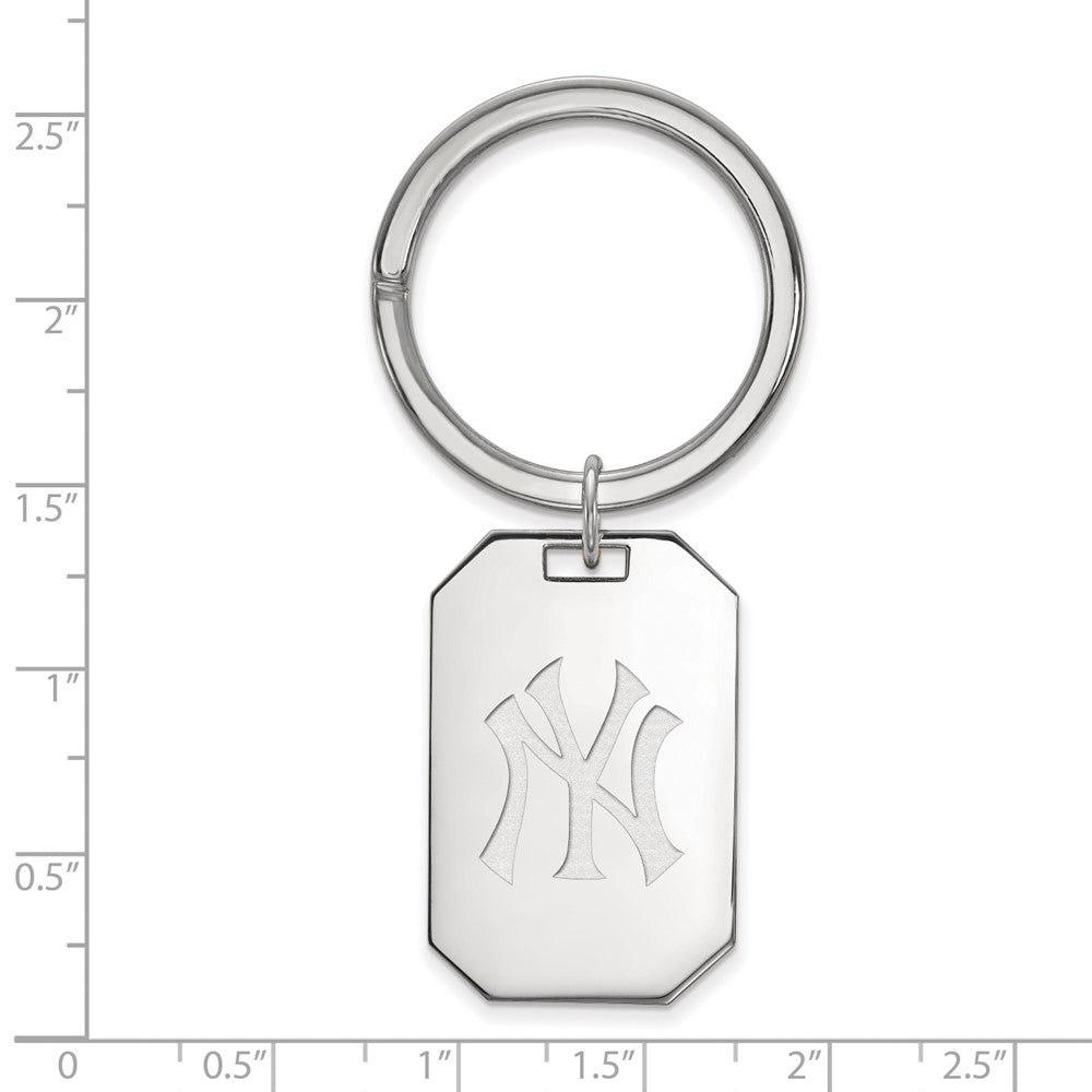 Alternate view of the Sterling Silver Rhodium Plated MLB New York Yankees Key Chain by The Black Bow Jewelry Co.