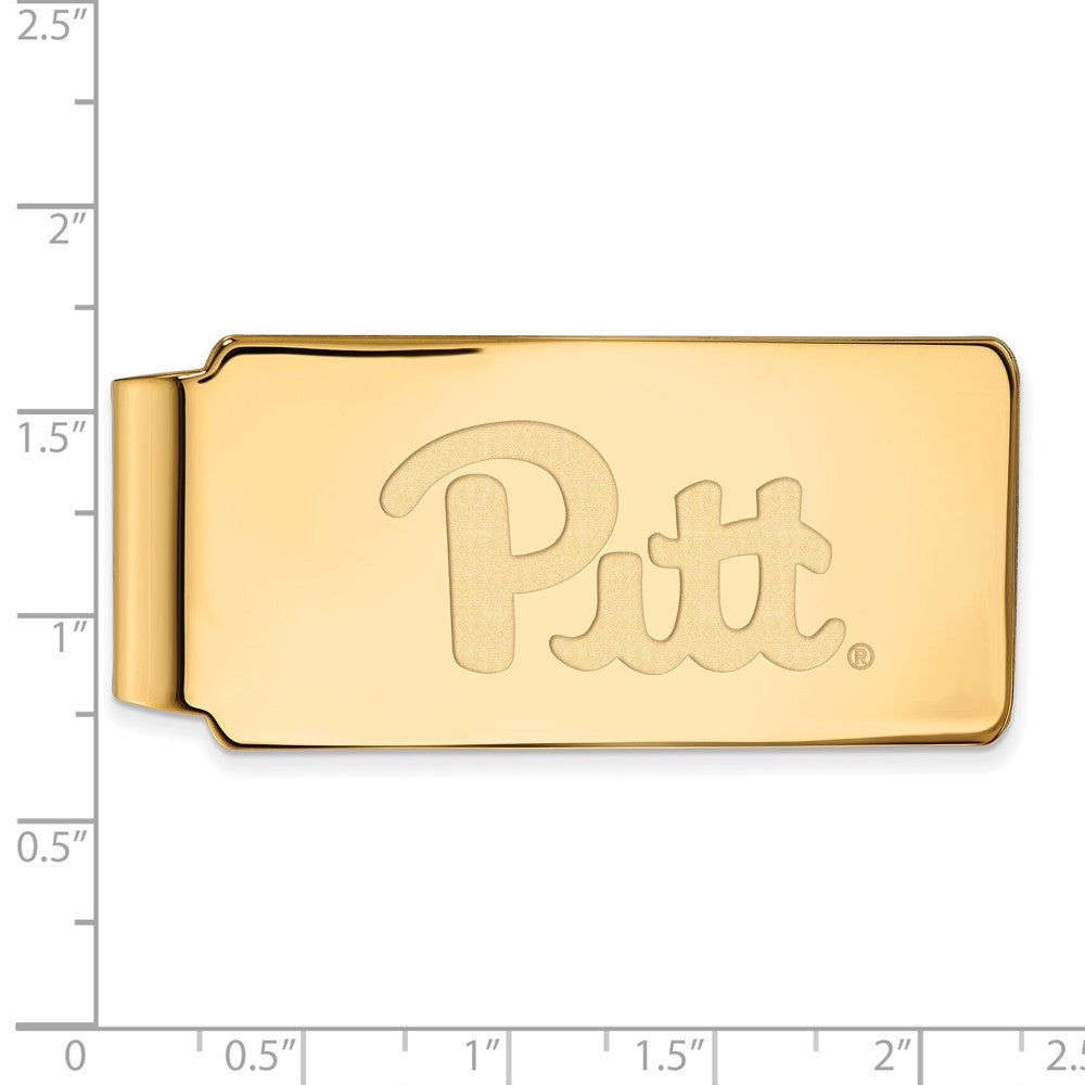 Alternate view of the 14k Yellow Gold U of Pittsburgh Money Clip by The Black Bow Jewelry Co.