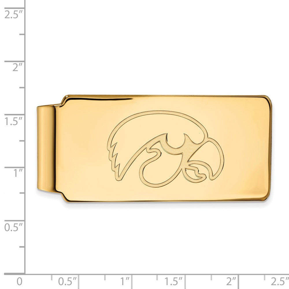 Alternate view of the 14k Yellow Gold U of Iowa Money Clip by The Black Bow Jewelry Co.