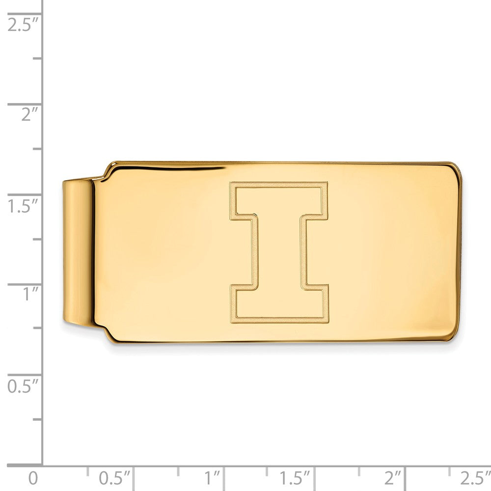 Alternate view of the 14k Yellow Gold U of Illinois Money Clip by The Black Bow Jewelry Co.