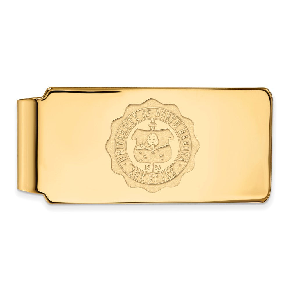 14k Yellow Gold North Dakota Crest Money Clip, Item M10059 by The Black Bow Jewelry Co.